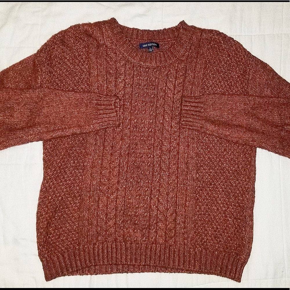 Brown Sweater with Plaid Design on Front